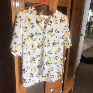 Vintage Inspired Lemon Button up Blouse